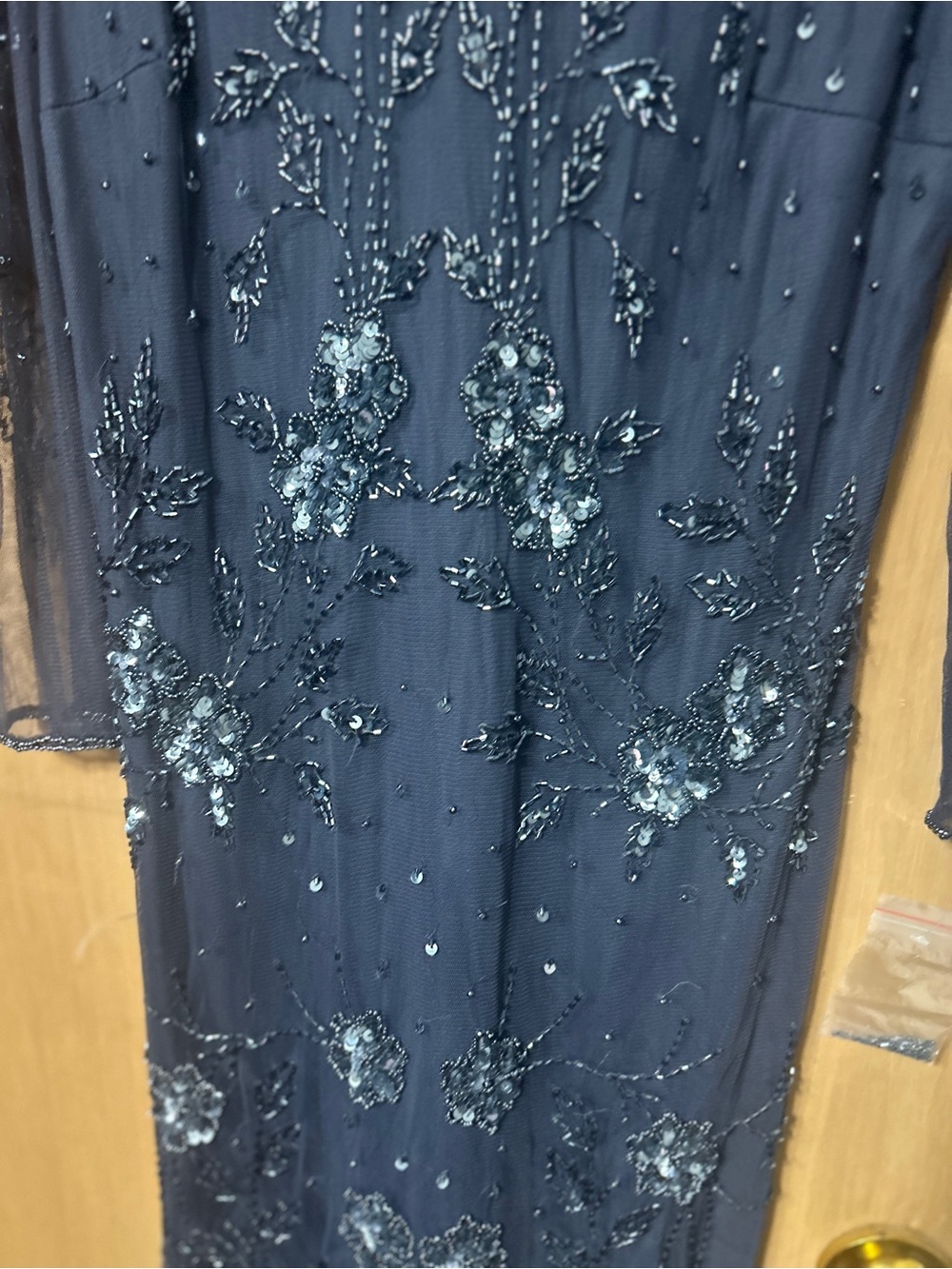 Charcoal Beaded Lace Sheath Dress - Evening Elegance - Picture 11 of 13